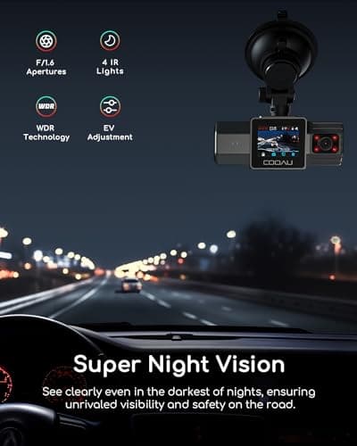 COOAU 4K Dual Dash Cam, Built-in GPS Wi-Fi, 2.5K+1080P Dash Cam Front and Inside with Infrared Night Vision, Dash Camera with Parking Mode, Loop Recording, Support 256GB Max 5