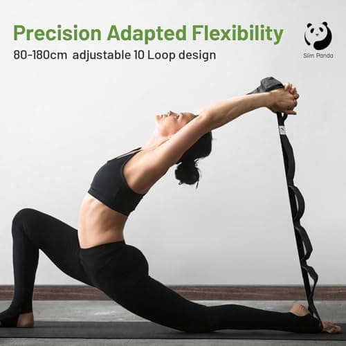 Slim Panda Stretching Strap with Loops, 10 Loops Yoga Strap for Stretching, Non-Elastic Stretch Strap with Exercise Guide Book for Pilates, Leg Stretch, Physical Therapy, Flexibility, Gymnastics 6