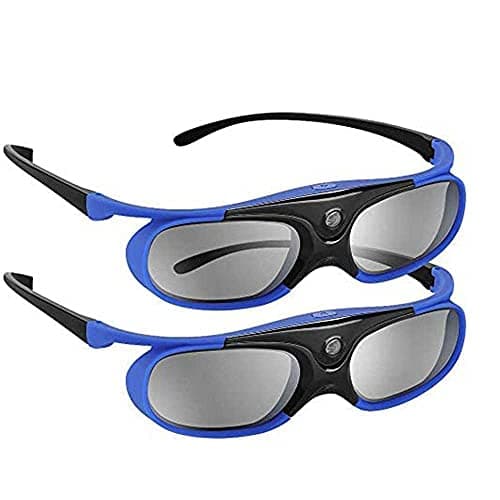 DLP Link 3D Glasses, 144Hz Rechargeable 3D Active Shutter Glasses for All DLP-Link 3D Projectors, Can't Used for TVs, Compatible with BenQ, Optoma, Dell, Acer, Viewsonic DLP Projector (Blue - 2Pack)