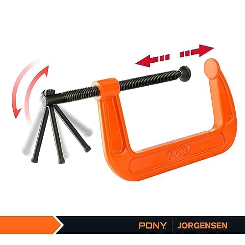 Pony 6-in C-Clamp Set, Clamps for Woodworking,1000lbs Load Limit, 2660 C-Clamp, Ideal for most DIY, Woodworking and Household Clamping Projects-2 Pack 5