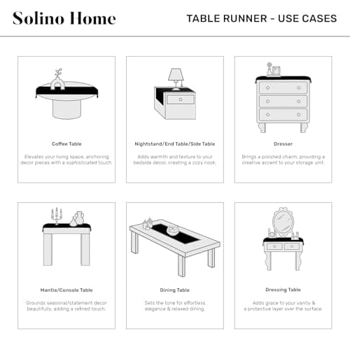 Solino Home Linen Table Runner 48 Inches - French Stripe, 100% Pure Linen Black and Natural Farmhouse Table Runner 14 x 48 Inch Ideal for Dresser and Coffee Tables - Spring, Easter 6