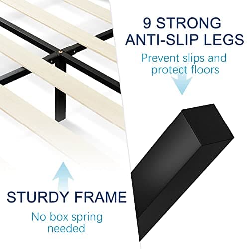 Molblly Queen Size Platform Bed Frame with Adjustable Headboard, Linen Fabric Wrap, Strong Frame and Wooden Slats Support, No Box Spring Needed, Non-Slip and Noise-Free, Easy Assembly, Dark Grey 6