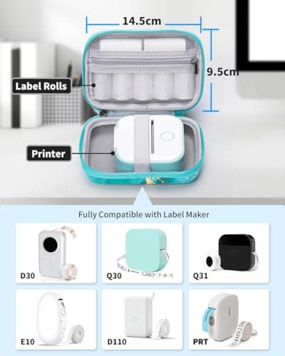 Memoking T02 Hard Storage Case - Compatible with Phomemo D30, SUPVAN E10, NIIMBOT D11, JADENS D110 and More, with Zipper Mesh Pocket, Waterproof Shockproof, Gradient Green (Only Case) 6