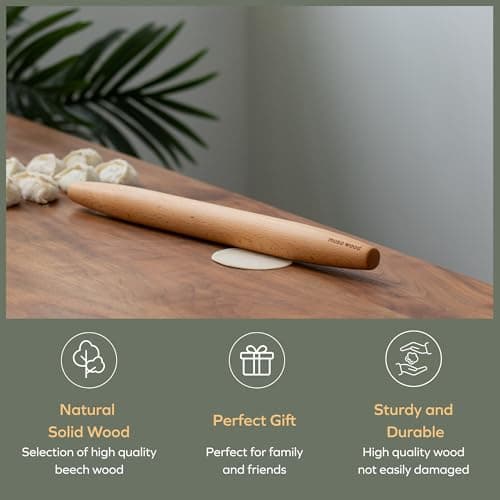 Muso Wood Wooden French Rolling Pin for Baking, Beech Wood Tapered Rolling Pin for Fondant Pie Crust Cookie Pastry(French 15.75-Inch) 7