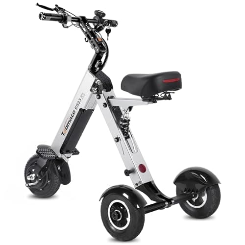 TopMate ES33 Powered Mobility Scooter 3 Wheels Foldable Trike with Seat for Adults, Lightweight Electric Scooter with Removable 36V 7.8AH Battery, Reverse Function & Key Switch for Commute and Travel