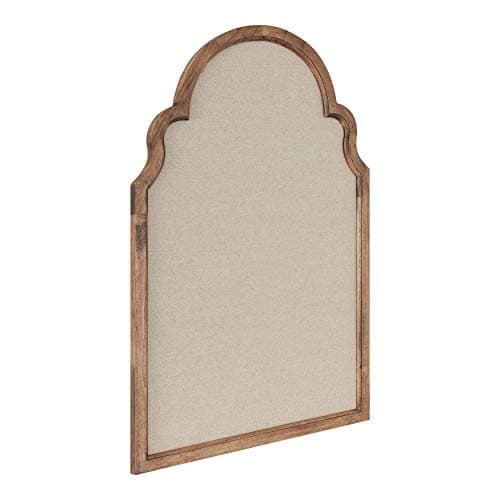 Kate and Laurel Hogan Farmhouse Framed Arch Fabric Pinboard, 24 x 36, Natural Rustic, Decorative Bulletin Board for Wall