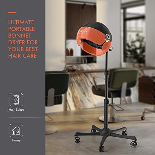 TASALON Ionic Hooded Dryer, 1875 Watts Sit Under Hair Dryer Bonnet with 3 Temperature Settings, Hooded Hair Dryer for Home Spa and Salon, Orange 7