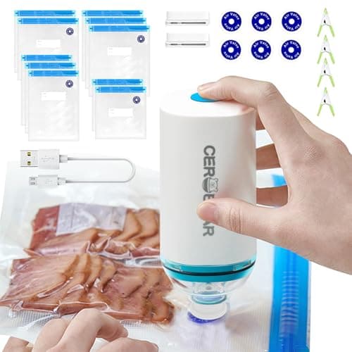 Handheld Vacuum Sealer, Portable Vacuum Sealer for Food, Save Sealer Food Vacuum Kit with 10 Reusable Sous Vide Bags