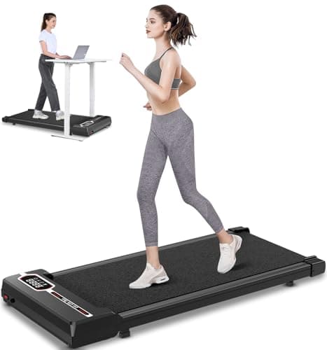 HomeFitnessCode Walking Pad, 5MPH Under Desk Portable Treadmill for Home Office, Compact & Small, Ultra Quiet<45dB with 300+ Lb Capacity, Remote Control, LCD Display, BK-FBM