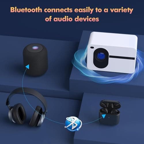 Wielio Projector with WiFi and Bluetooth Native 1080P Full HD Projector 18000 Lumens Outdoor 200" Projection Screen Video Movie Proyector Compatible with Smartphone, HDMI,USB,AV,Fire Stick, PS5, White 5