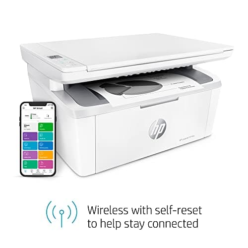 HP Laserjet MFP M140w Wireless Monochrome All-in-One Printer, Copier, Scanner, Phone, Tablet, for Home, Office Use, Easy Setup, Auto-On/Off Technology Compact White 7MD72F (Renewed) 7