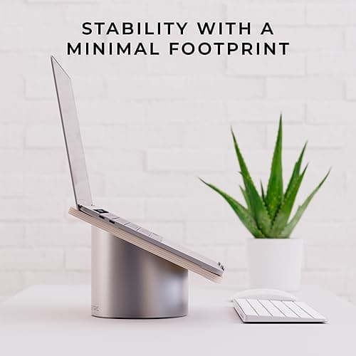 HumanCentric Laptop Riser for Desk in Black Walnut Wood Top and Space Gray Aluminum Base, Compatible with MacBook and Other Laptops Up to 16 Inches, Ergonomic Computer Holder, 25-Degree Angle Tilt 5