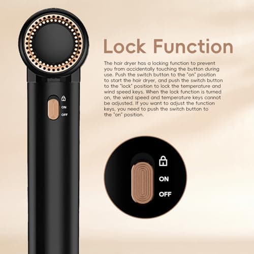 Nicebay Ionic Hair Dryer with diffuser for Curly Hair,1600W &110000RPM High-Speed Brushless Motor for Fast Drying,Professional Blow Dryer for Women,Low Noise,Lightweight,Lock Function,Travel HomeSalon 6