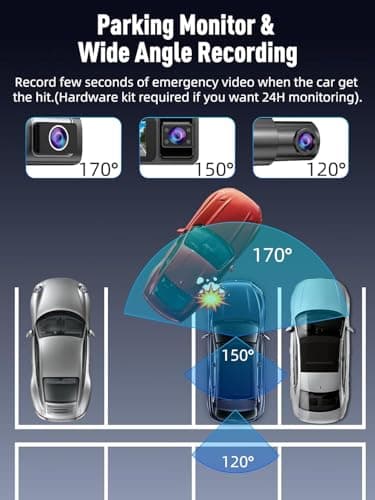 3 Channel 5G WiFi Dash Cam, 4K+1080P+1080P Dash Cam Front and Rear with 64GB Card, Dash Camera for Car with HDR IR Night Vision, G-Sensor, 24/7 Parking Mode, WDR, Support 128GB Max - Silver 6
