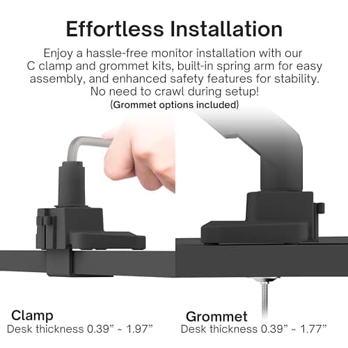 Pixio PS1S Wave Black Single Monitor Arm Stand Desk Mount - Fits up to 32 inches Monitors and up to 19.8lbs. VESA Compatibility and Integrated Cable Management 6