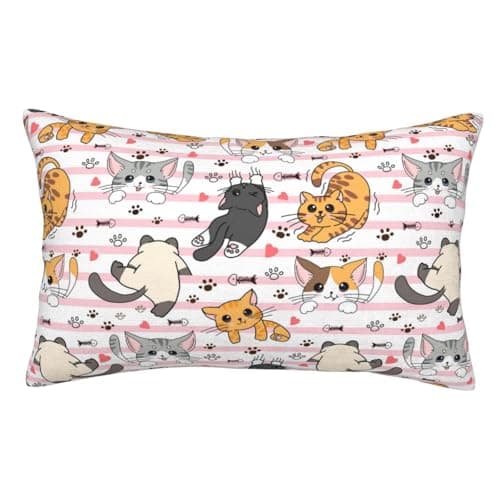 yhogxte Cute Cat Pillow Cases 20"x30" with Hidden Zipper Pillow Case Soft Breathable Rectangular Pillow Covers Pillowcase with Cute Cat on it