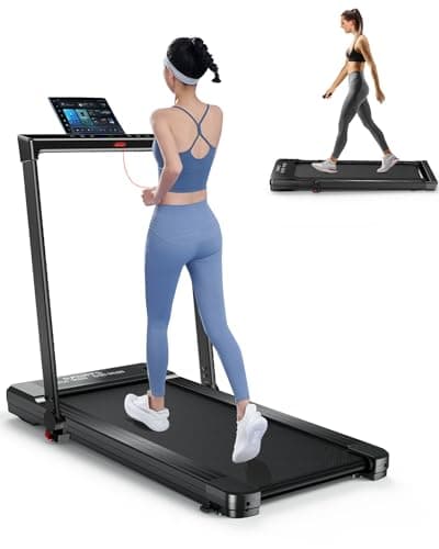 HOMEFITNESSCODE 2 in 1 Folding Treadmill, Under Desk Treadmill Portable Walking Pad,Installation-Free with Bluetooth Speaker and Remote Control (Black)