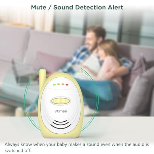 VTimes Audio Baby Monitor with 2.4GHz Wireless Digital, Long Range up to 1000 ft, Visual Sound Level Indicator, High Sensitivity Microphone, One-Way Audio Talk, USB Connection, VOX 8