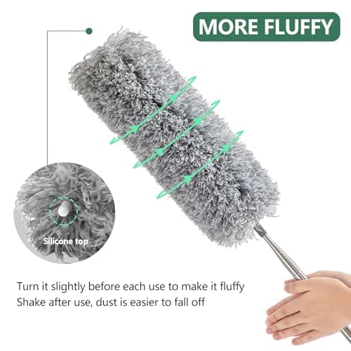 SetSail Extra-Long Dusters with Extension Pole 100-inch for Cleaning, Bendable Microfiber Head Washable Ceiling Fan Duster for High Ceilings, Furniture 5