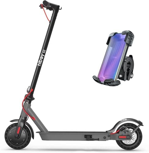 Hiboy S2 Electric Scooter with Phone Holder - 8.5" Solid Tires - Up to 17 Miles Long-Range & 19 MPH Portable Folding Commuting Scooter for Adults with Double Braking System and App (S2)