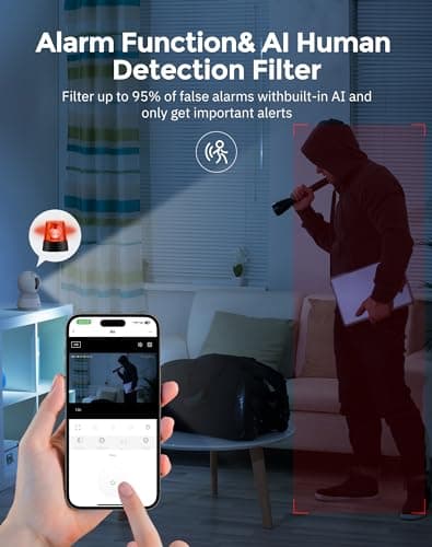 Hugolog 3K 5MP Indoor Pan/Tilt Security Camera with Auto-Focus,Ideal for Baby Monitor/Pet Camera/Home Security,Starlight Color Night Vision,Human/Pet AI,Noise Reduction,US Cloud,Works with Alexa 9