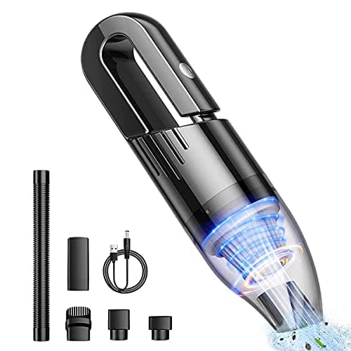 Handheld Car Vacuum Portable Cordless, Dust Buster Rechargeable High Power Suction, Mini Hand Held Vacuum Cleaner with Washable HEPA Filter, Multi-Nozzles, Lightweight Hand Vacuum for Car Home Office