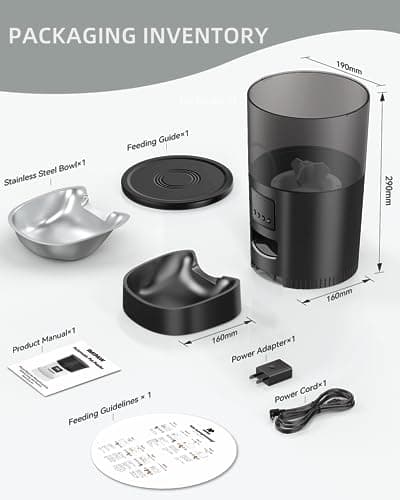 IMIPAW Automatic Cat Food Dispenser,WiFi Feeder with APP Control for Pet Dry Food,Timed Programmable 10s Meal Call,Dual Power Supply,Slow Cats & Small Dogs,Black,3L (IMI3L-WY-01-black) 6