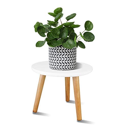 Uneedem Indoor Plant Stand, Wood Mid Century Modern Small Round Side Plant Table for Indoor Plants, 8.9" Tall Plant Holder for Flower Pots End Table 9