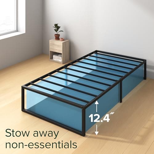 Zinus Lorelei 14 Inch Metal Platform Bed Frame, Steel Slat Support, No Box Spring Needed, Eco Friendly WonderBox(TM) Packaging, 12.4” Underbed Storage, Easy Assembly, Black, Twin 6
