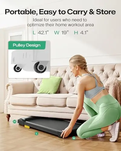 UREVO Smart Walking Pad, Standing Desk Treadmill with Double Shock Absorption, Quiet Operation, Workout APP with Track Insights and MIIT Mode, Plug and Play, Remote or APP Control for Home Office 7