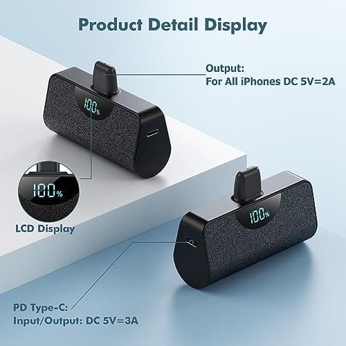 Mini Portable Charger Power Bank for iPhone, 5200mAh External battery Charging Bank, 20W PD Fast Charging Battery Pack Portable Phone Charger for iPhone 14 Pro Max/14/13/12/11/XR/X/8/7/6/SE series 5