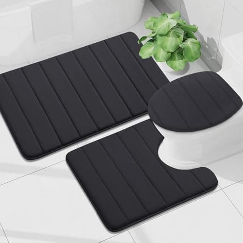 Buganda Memory Foam Bath Mat, 24" x 16", Ultra Soft and Non-Slip Bathroom Rugs, Water Absorbent and Machine Washable Bath Rug for Bathroom, Shower, and Tub, Black 9