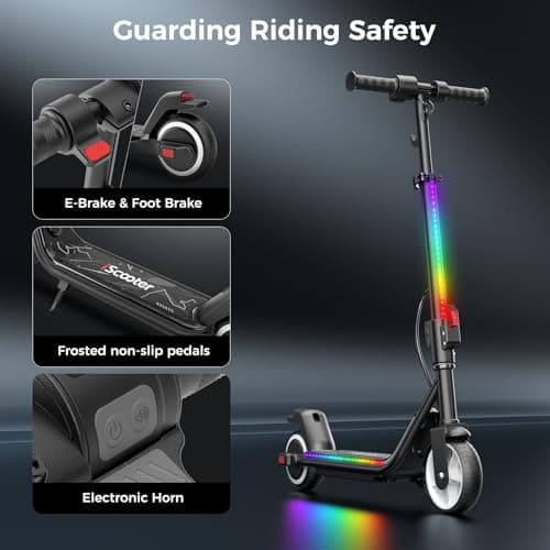 iScooter IK3Max Electric Scooter for Kids Ages 8+, Bluetooth, Horn, LED Display,3 Adjustable Speeds & Heights for Tweens, Foldable (IK3MAX-5/8/12MPH&Bluetooth&3 Heights&Foldable, Black) 5