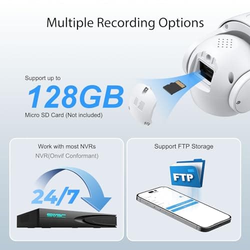 SV3C 4K PTZ WiFi Camera Outdoor 15X Optical Zoom, Wireless IP Security Camera 8MP, Auto Tracking, Floodlight Color Night Vision, 2-Way Audio, Metal Shell, RTSP, FTP, SD Card Record, Onvif Conformant 6