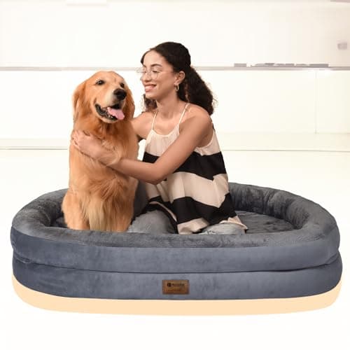 Orthopedic Waterproof Large Dog Bed: Memory Foam Washable Pet Bed with Bolsters - Removable Washable Cover for L XL XXL Large Sized Dog Bed - Non-Slip Bottom 7