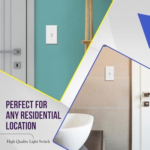 ENERLITES Toggle Light Wall Plate Bundle, Single Pole Electrical Switch, 15A 120-277V, Grounding Screw, Residential Grade, UL Listed, 88115-WWP-5PCS, White (5 Pack) 5