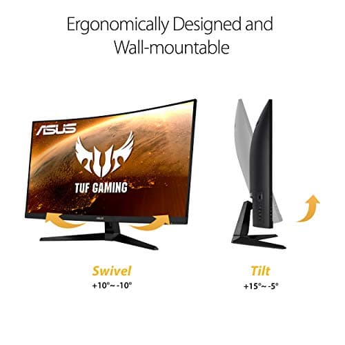 ASUS TUF 32 Inch Curved Gaming Monitor - QHD (2560 x 1440), 165Hz (Supports 144Hz), 1ms, Extreme Low Motion Blur, Speaker, FreeSync Premium, VESA Mountable, DisplayPort, HDMI - VG32VQ1B 6