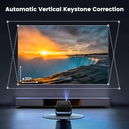 Projector with WiFi and Bluetooth - Mini Projector Short Throw[145°Adjustable-Stand & Electric Focus & Auto Keystone 50% Zoom] PUTRIMS Portable 1080P Home Outdoor Movie Proyector for TV Stick/Phone 5
