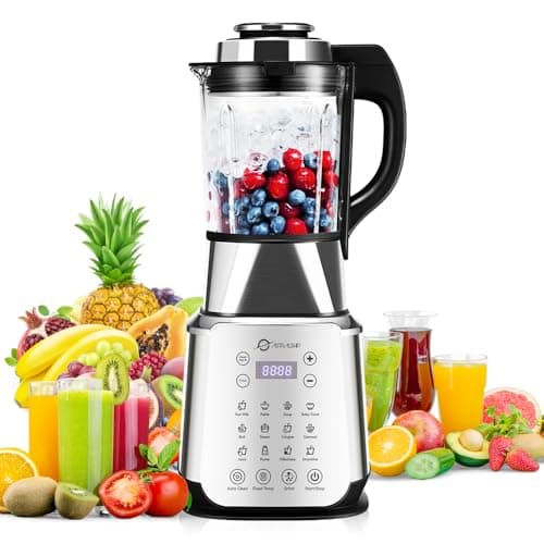 Glass Blenders for Kitchen 59oz, Stainless Steels Professional Blenders 1200W, Countertop Blender Glass Jar Food Processor Combo, 14 Preset Programs+9 Speeds, Soups, Nut Milk, Hot & Cold Blending