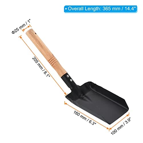 PATIKIL 14" Square Point Shovel, Square Digging Shovel Carbon Steel Flat Head Garden Shovel with Short Hardwood Handle, Black Yellow 2