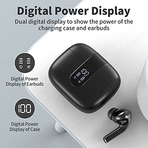 TAGRY True Wireless Earbuds 60H Playback Bluetooth Headsets IPX5 Waterproof Earphones with Wireless Charging Case for Music and TV Black 7