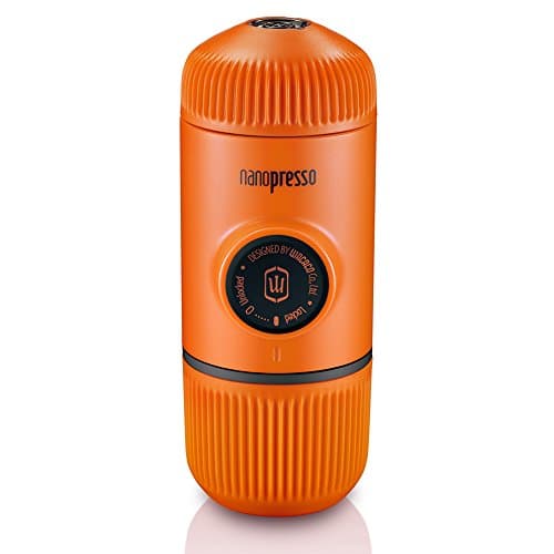 WACACO Nanopresso Portable Espresso Maker, Upgrade Version of Minipresso, 18 Bar Pressure, Orange Patrol Edition, Small Travel Coffee Maker, Manually Operated, Compatible with Ground Coffee