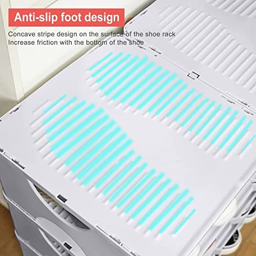 TXALWIQ 6-Tier Shoe Rack, Stackable Storage Organizer for Bedroom Entry, Adjustable Rack, Shoe Slots Shelf, Easy Tower Rack, Grey 9