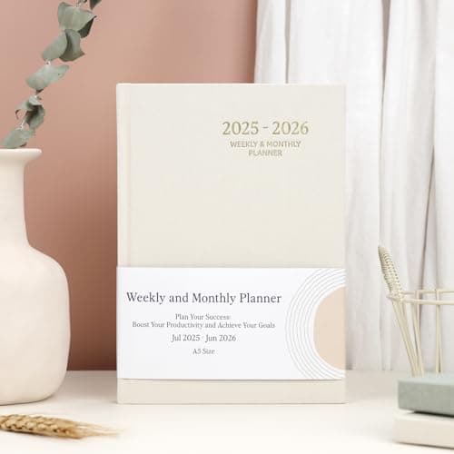 2025-2026 Planner - Weekly and Monthly Planner, July 2025 - June 2026, Linen Hardcover, 2025-2026 Calendar Planner Book with Tabs, Aesthetic, Perfect for Office Home School Supplies (Beige, A5) 7