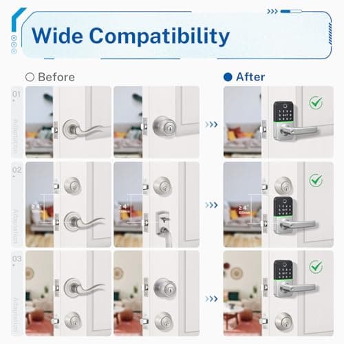 Keypad Smart Door Lock with Handle: Kucacci Keyless Entry Door Lock - Smart Lock for Front Door - Electronic Door Lock with Keypad for Exterior Door - Deadbolt Lever Alternative - Easy Installation 5