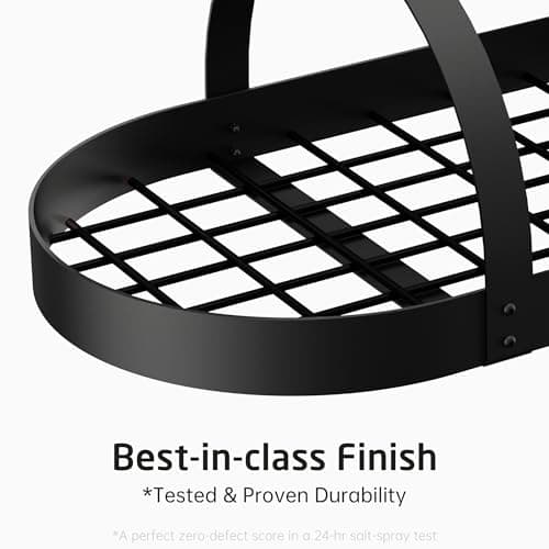 KES Ceiling Pot Rack 34-Inch Hanging Pot Rack for Kitchen Oval Pot and Pan Rack Matte Black Pot Hanger with 20 S Hooks (For 16" and 24" Joist), KUR221S85-BK 6