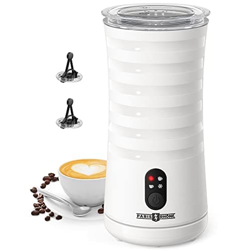 Paris Rhône Milk Frother, 4-in-1 Milk Steamer and Frother, Hot & Cold Foam Milk Warmer with Temperature Control, Auto Shut-Off Frother for Coffee, Latte, Cappuccino, Macchiato
