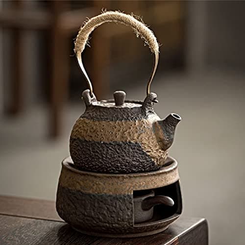 Fenyya Teapot Warmer Matte Classic Retro Ceramic Universal Tea Warmer Stand Set with Candle Holder Japanese Style for Warming Tea, Coffee and Milk etc. 7