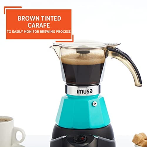 IMUSA 3 or 2cup Electric Espresso Maker, Teal 6