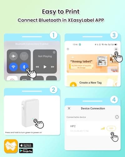 Bluetooth Label Maker Machine with Tape - HP2-S Portbale Label Printer, Wireless, Inkless & Rechargeable, Mini Label Printer with Multiple Templates for Organizing Storage Office Home, White 6